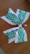 blue and yellow chevron duct tape bow