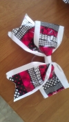 red black and white duct tape bow